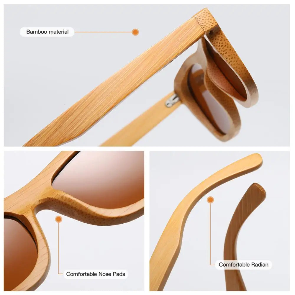 GM Vintage Bamboo Wooden Sunglasses Handmade Polarized Mirror Fashion Eyewear sport glasses in Wood Box