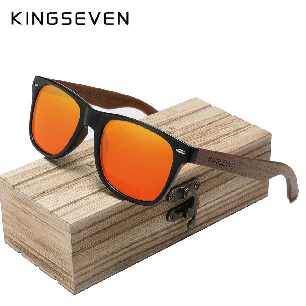 KINGSEVEN 2024 Fashion Handmade Natural Wooden Sunglasses For Men Women Polarized Sun Glasses UV400 Mirror Male Eyewear