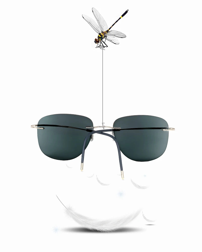 β-Titanium Transition Aviation Sunglasses Photochromic Reading Glasses Rimless Eyeglasses Men with Diopters