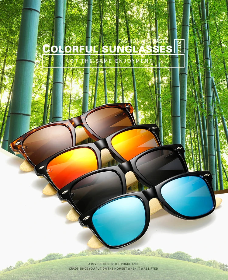 HOOLDW Vintage Polarized Wooden Sunglasses Men Women Clear Bamboo Sun Glasses Wood Glasses Outdoor Goggles Shades Eyewear Oculos