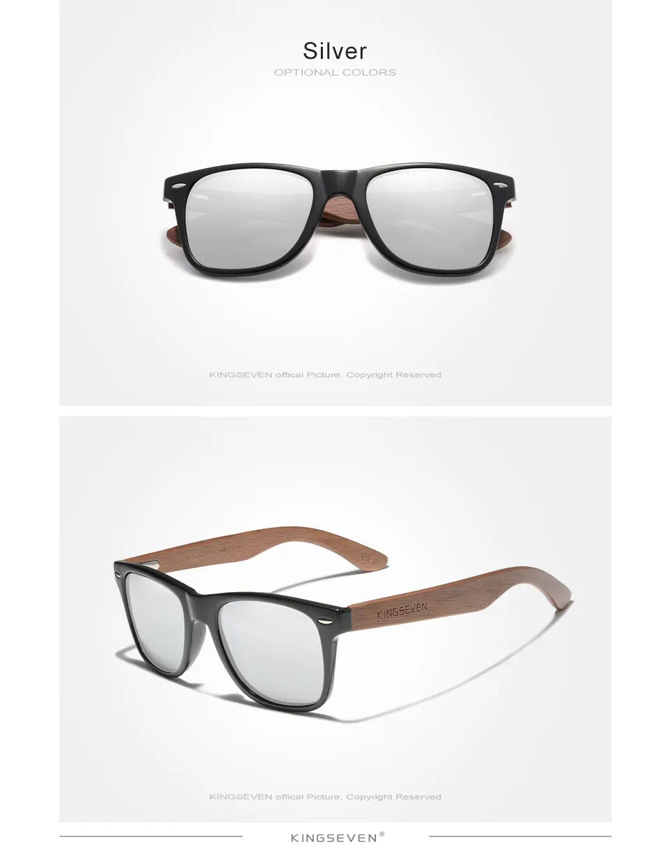 KINGSEVEN 2024 Fashion Handmade Natural Wooden Sunglasses For Men Women Polarized Sun Glasses UV400 Mirror Male Eyewear