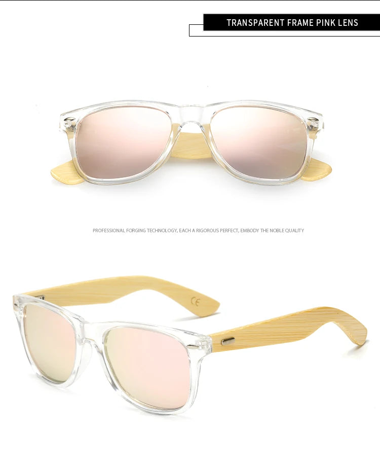 HOOLDW Vintage Polarized Wooden Sunglasses Men Women Clear Bamboo Sun Glasses Wood Glasses Outdoor Goggles Shades Eyewear Oculos