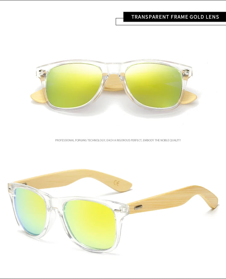 HOOLDW Vintage Polarized Wooden Sunglasses Men Women Clear Bamboo Sun Glasses Wood Glasses Outdoor Goggles Shades Eyewear Oculos
