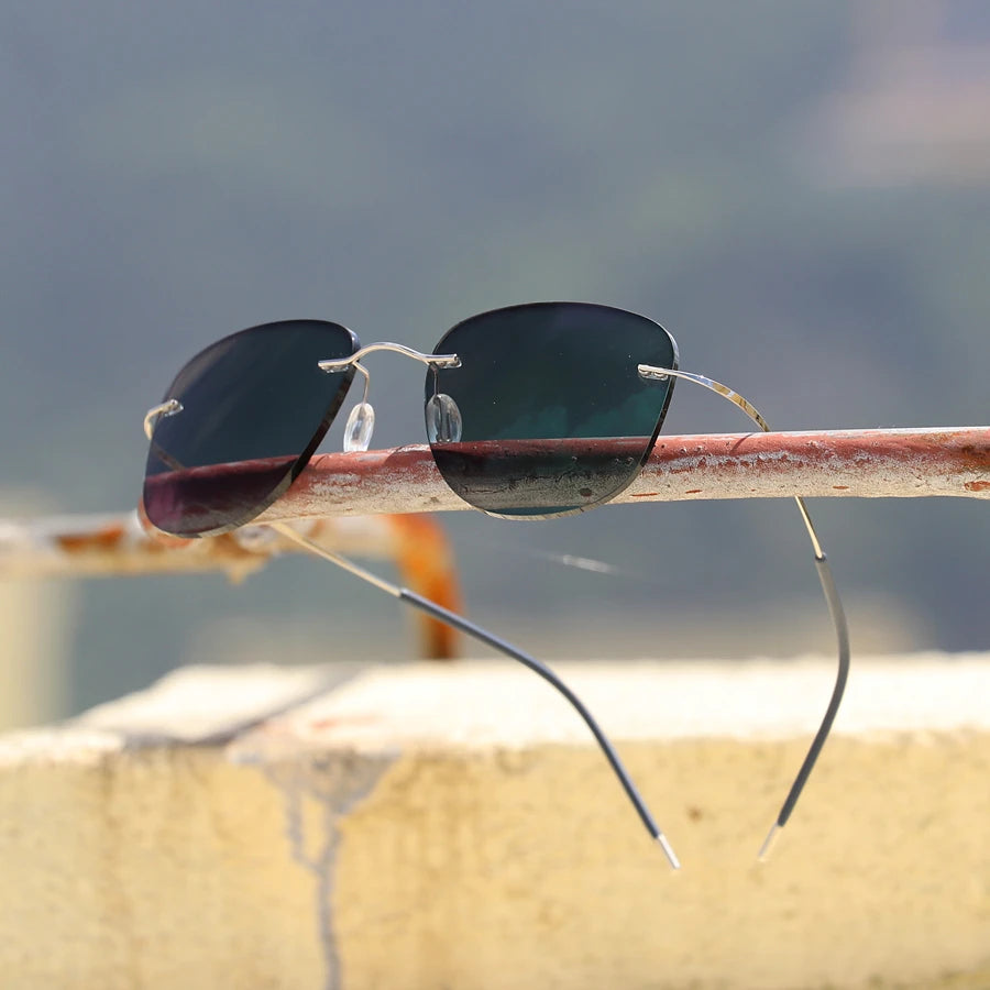 β-Titanium Transition Aviation Sunglasses Photochromic Reading Glasses Rimless Eyeglasses Men with Diopters