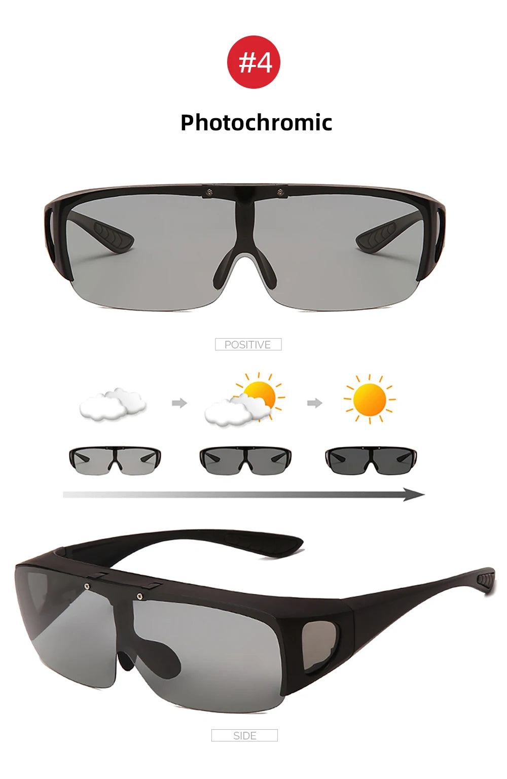 VIVIBEE Flip Up Polarized Fit Over Glasses Sunglasses Men Driving UV400 Photochromic Fishing Goggle Outdoor Women