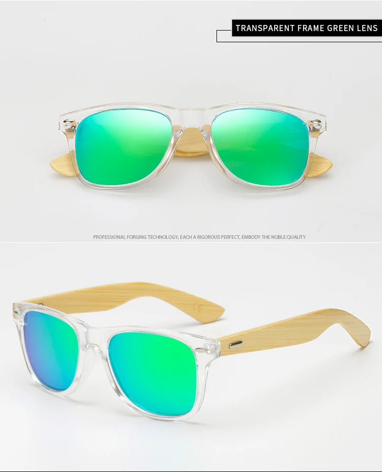 HOOLDW Vintage Polarized Wooden Sunglasses Men Women Clear Bamboo Sun Glasses Wood Glasses Outdoor Goggles Shades Eyewear Oculos