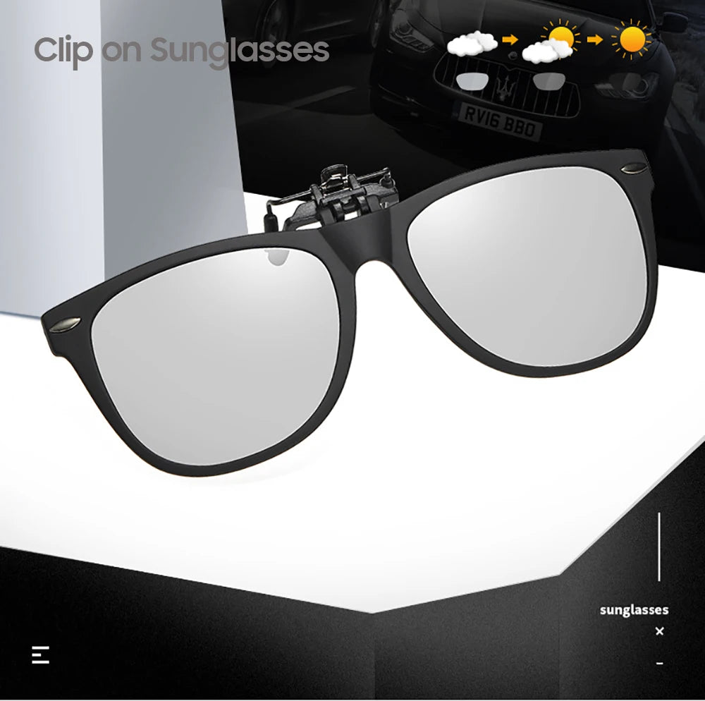VIVIBEE Men Photochromic Polarized Lens Flip Up Clip on Sunglasses Women Driving Sun Glasses with Clips 2024 Trending Product