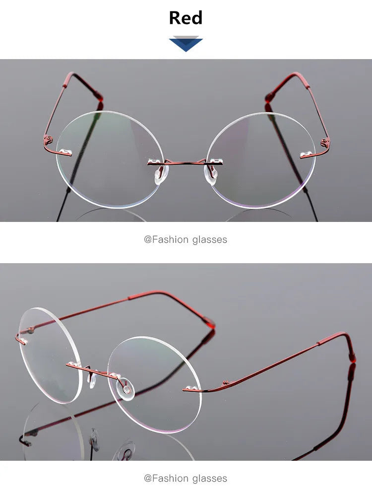 Foldable Titanium Round Glasses Frames Men Rimless Flexible Optical Frame Prescription Spectacle Women Alloy Legs Eye Glasses