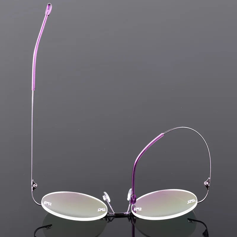 Foldable Titanium Round Glasses Frames Men Rimless Flexible Optical Frame Prescription Spectacle Women Alloy Legs Eye Glasses