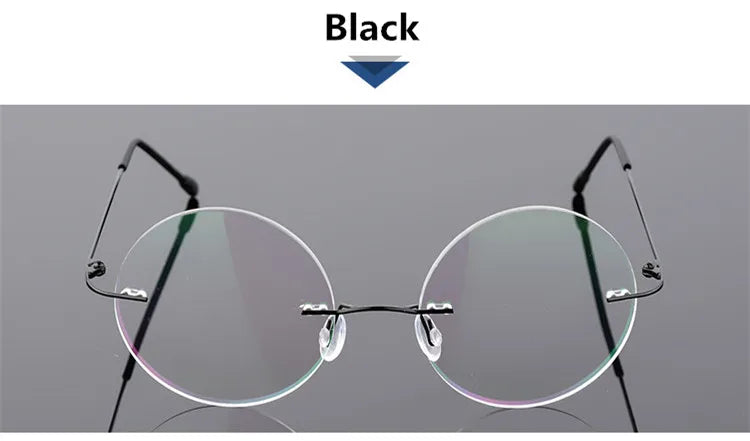 Foldable Titanium Round Glasses Frames Men Rimless Flexible Optical Frame Prescription Spectacle Women Alloy Legs Eye Glasses