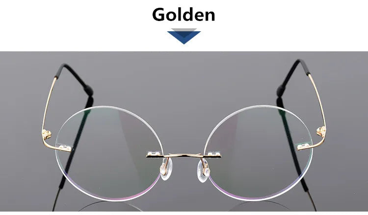 Foldable Titanium Round Glasses Frames Men Rimless Flexible Optical Frame Prescription Spectacle Women Alloy Legs Eye Glasses