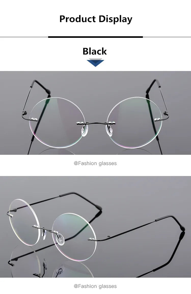 Foldable Titanium Round Glasses Frames Men Rimless Flexible Optical Frame Prescription Spectacle Women Alloy Legs Eye Glasses