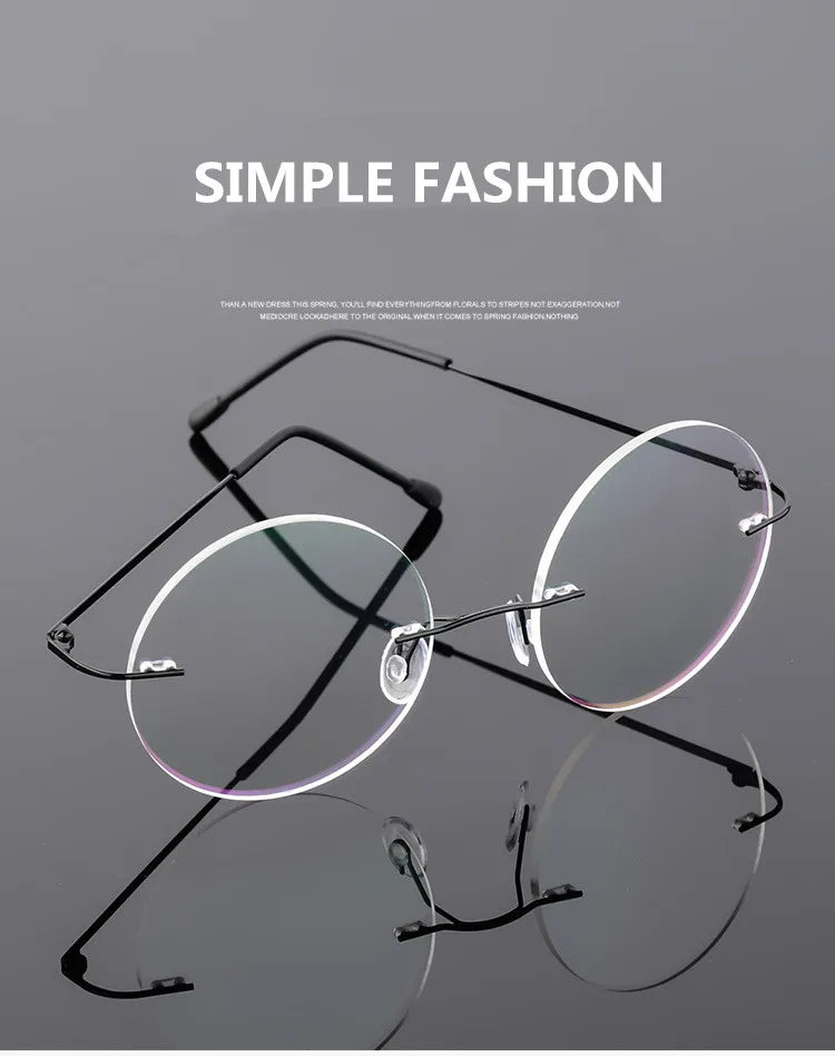 Foldable Titanium Round Glasses Frames Men Rimless Flexible Optical Frame Prescription Spectacle Women Alloy Legs Eye Glasses