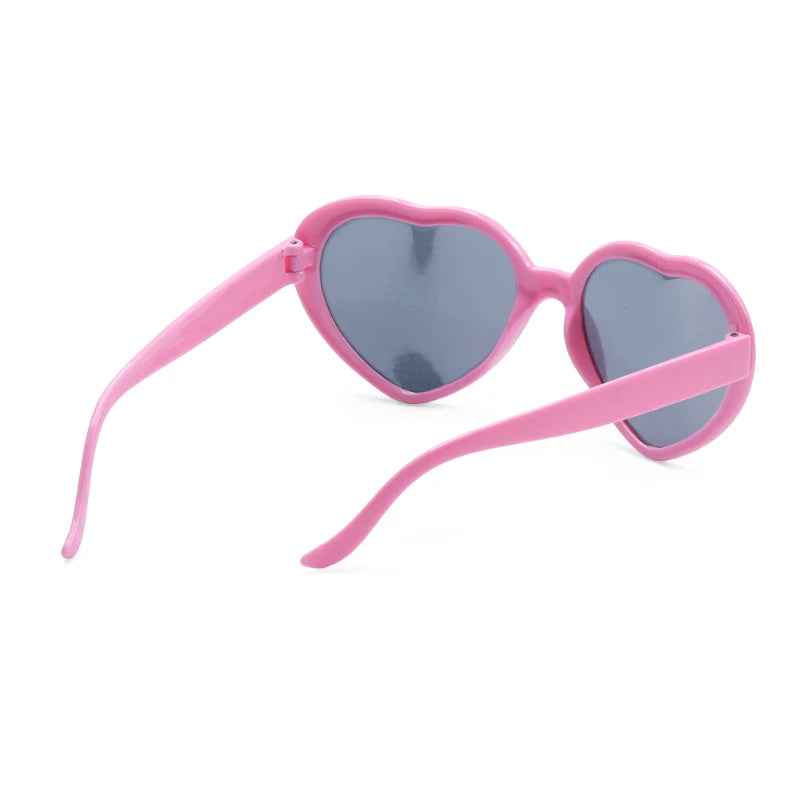 Women Fashion Heart Shaped Effects Glasses Watch The Lights Change To Heart Shape At Night Diffraction Glasses Female Sunglasses