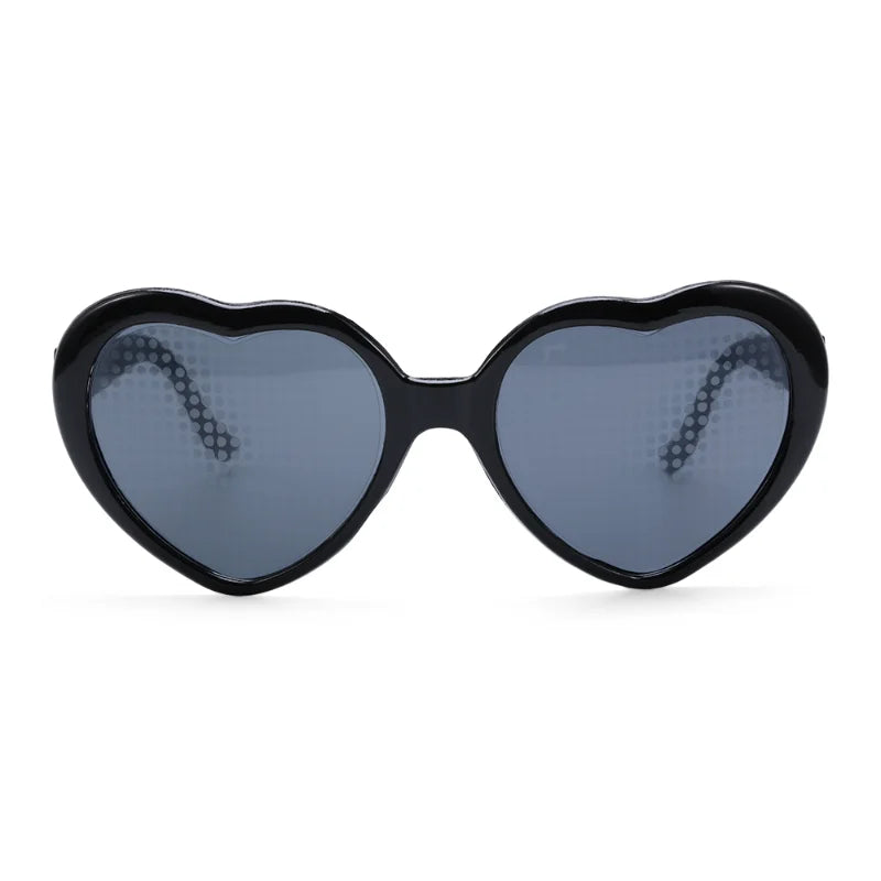 Women Fashion Heart Shaped Effects Glasses Watch The Lights Change To Heart Shape At Night Diffraction Glasses Female Sunglasses