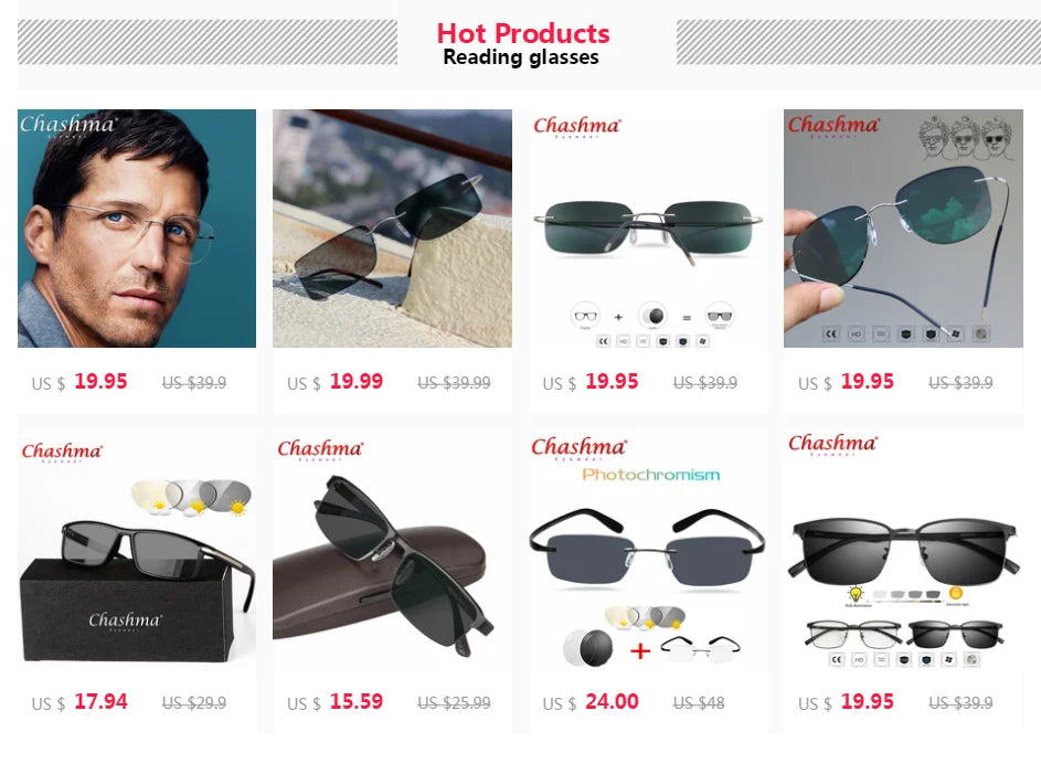 β-Titanium Transition Aviation Sunglasses Photochromic Reading Glasses Rimless Eyeglasses Men with Diopters