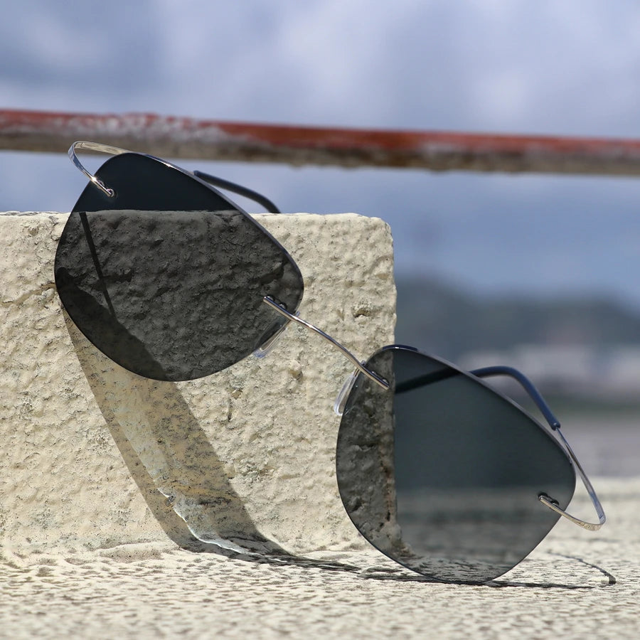 β-Titanium Transition Aviation Sunglasses Photochromic Reading Glasses Rimless Eyeglasses Men with Diopters