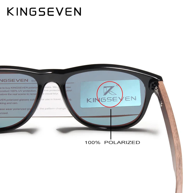 KINGSEVEN 2024 Fashion Handmade Natural Wooden Sunglasses For Men Women Polarized Sun Glasses UV400 Mirror Male Eyewear