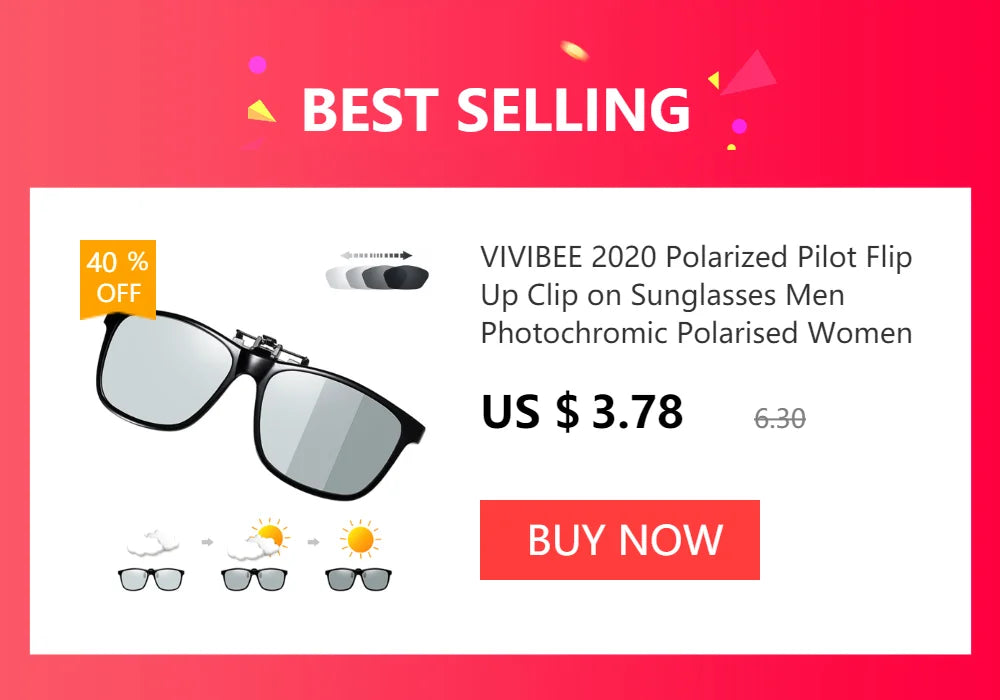 VIVIBEE Men Photochromic Polarized Lens Flip Up Clip on Sunglasses Women Driving Sun Glasses with Clips 2024 Trending Product