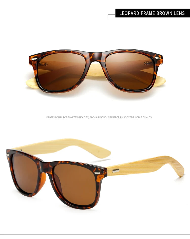 HOOLDW Vintage Polarized Wooden Sunglasses Men Women Clear Bamboo Sun Glasses Wood Glasses Outdoor Goggles Shades Eyewear Oculos