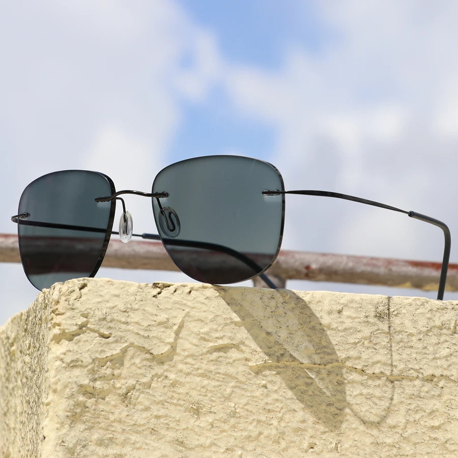 β-Titanium Transition Aviation Sunglasses Photochromic Reading Glasses Rimless Eyeglasses Men with Diopters