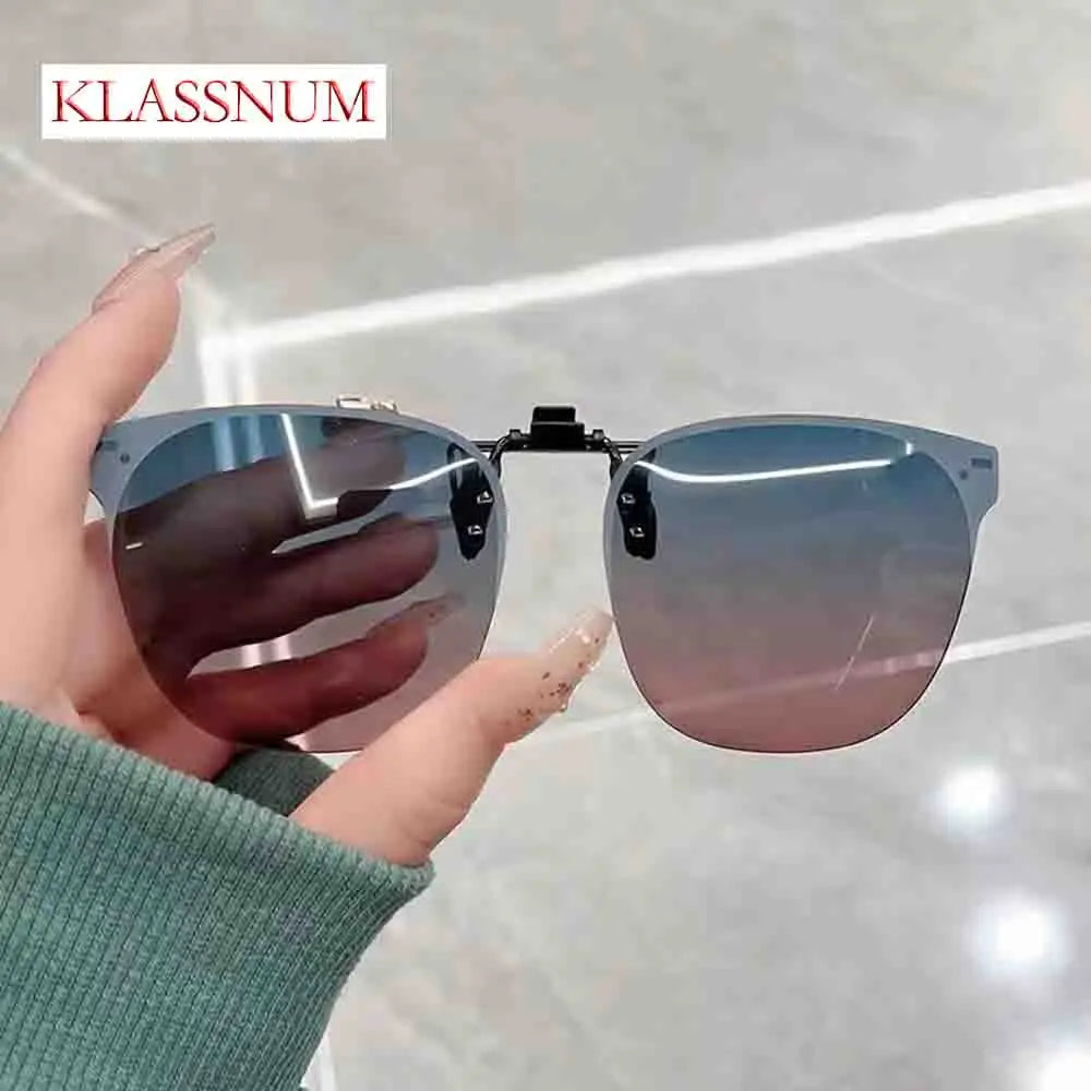 Men Clip On Sunglasse Polarized Flip up Glasses Women Gradient Photochromic Anti UV400 Sunglasses Night Vison Goggles KLASSNUM