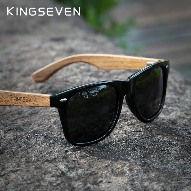 KINGSEVEN 2024 Fashion Handmade Natural Wooden Sunglasses For Men Women Polarized Sun Glasses UV400 Mirror Male Eyewear