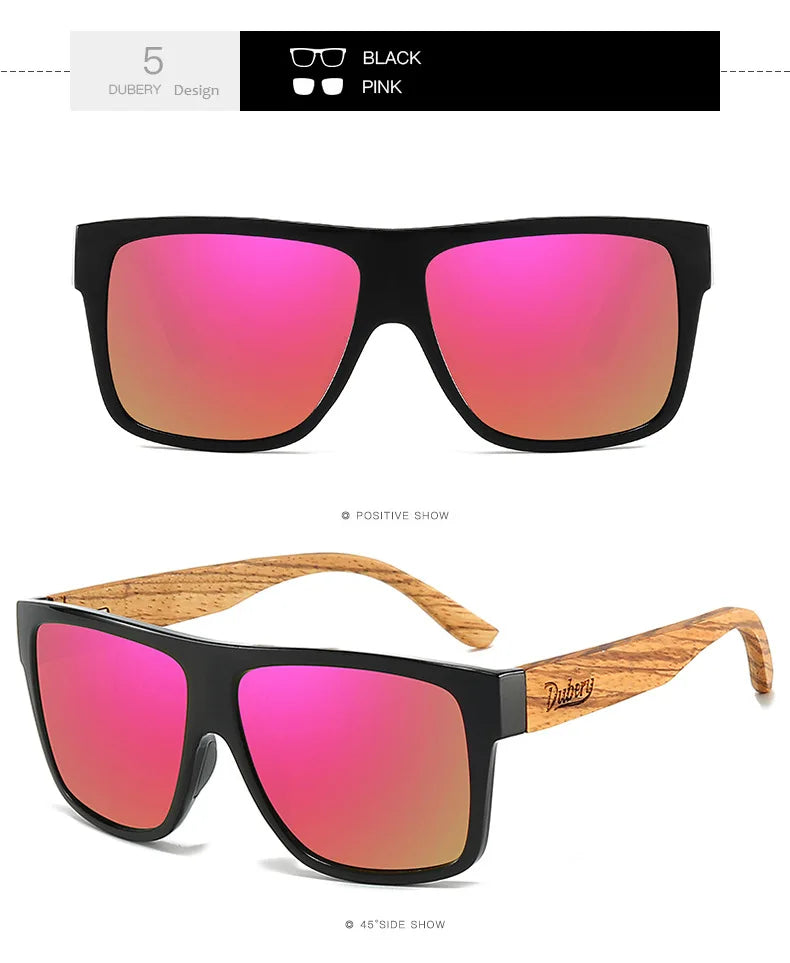 DUBERY Natural Wooden Sunglasses Men Polarized Fashion Sun Glasses Original Wood Oculos De Sol Masculino d240