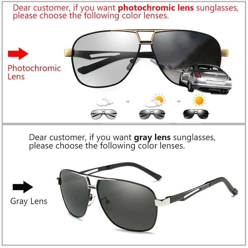 New Men's Sunglasses UV Protection Sunglasses Night Vision Driving Glasses Polarized Color Changing Glasses