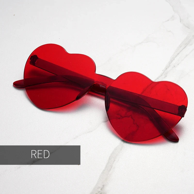 Thick piece peach heart sunglasses frameless heart shaped party glasses