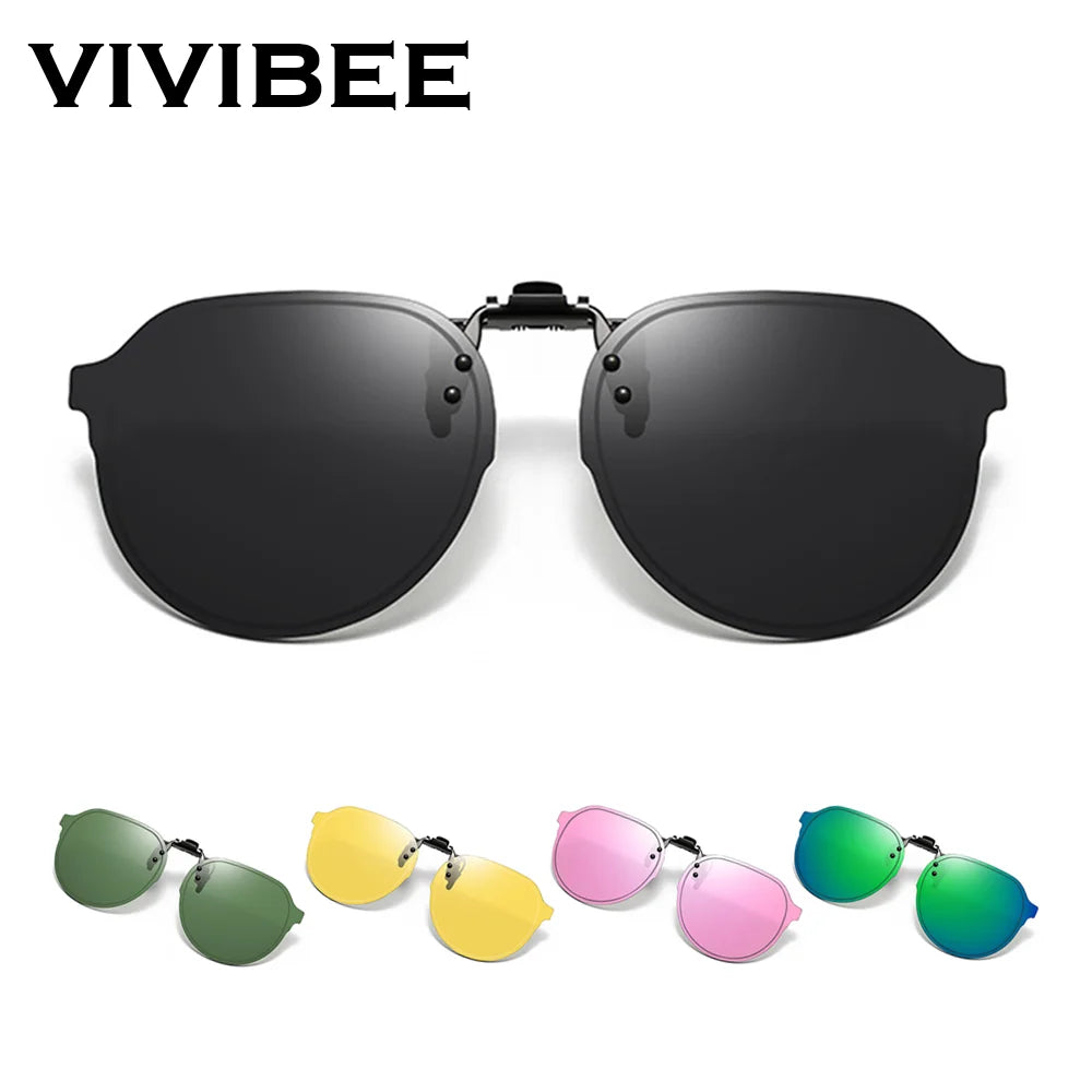 VIVIBEE Men Polarized Lens Flip Up Clip on Sunglasses Women Big Size Driving Sun Glasses with Clips 2024 Trending Product