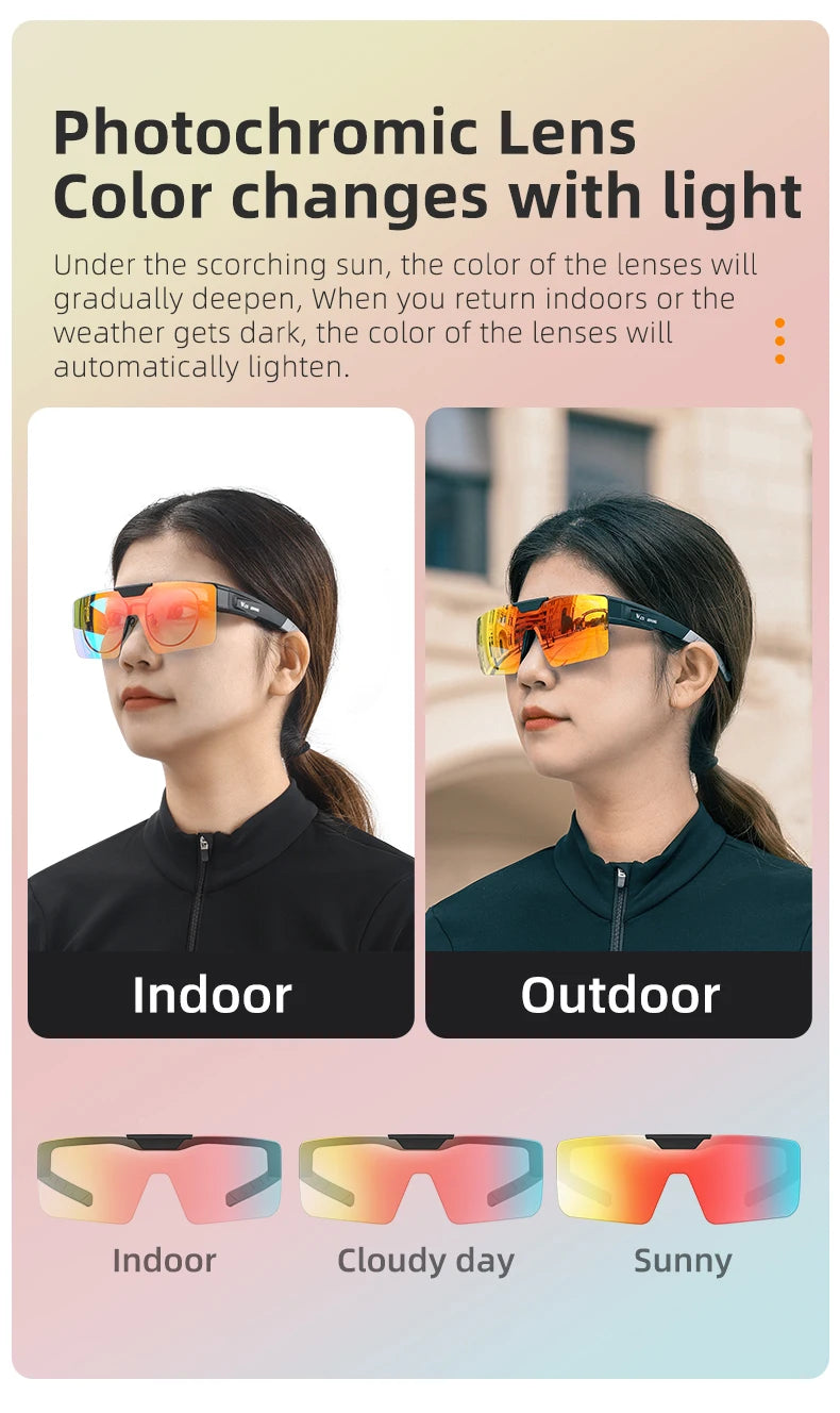 WEST BIKING Photochromic Cycling Sunglasses Flip Up Lens Polarized Glasses Fit Over Sunshade MTB Road Bike Night Driving Eyewear