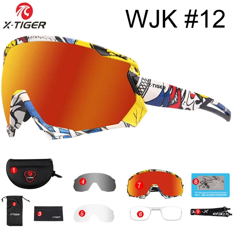 X-TIGER Bike Polarized Sports Sunglasses with 5 Interchangeable Lenses for Mens Womens Baseball Running Fishing Cycling Eyewear