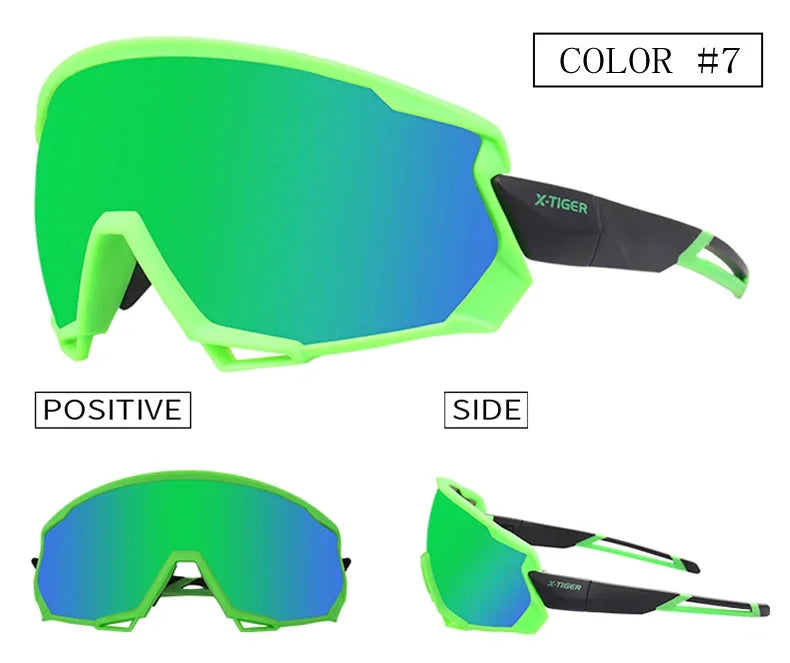 X-TIGER Bike Polarized Sports Sunglasses with 5 Interchangeable Lenses for Mens Womens Baseball Running Fishing Cycling Eyewear