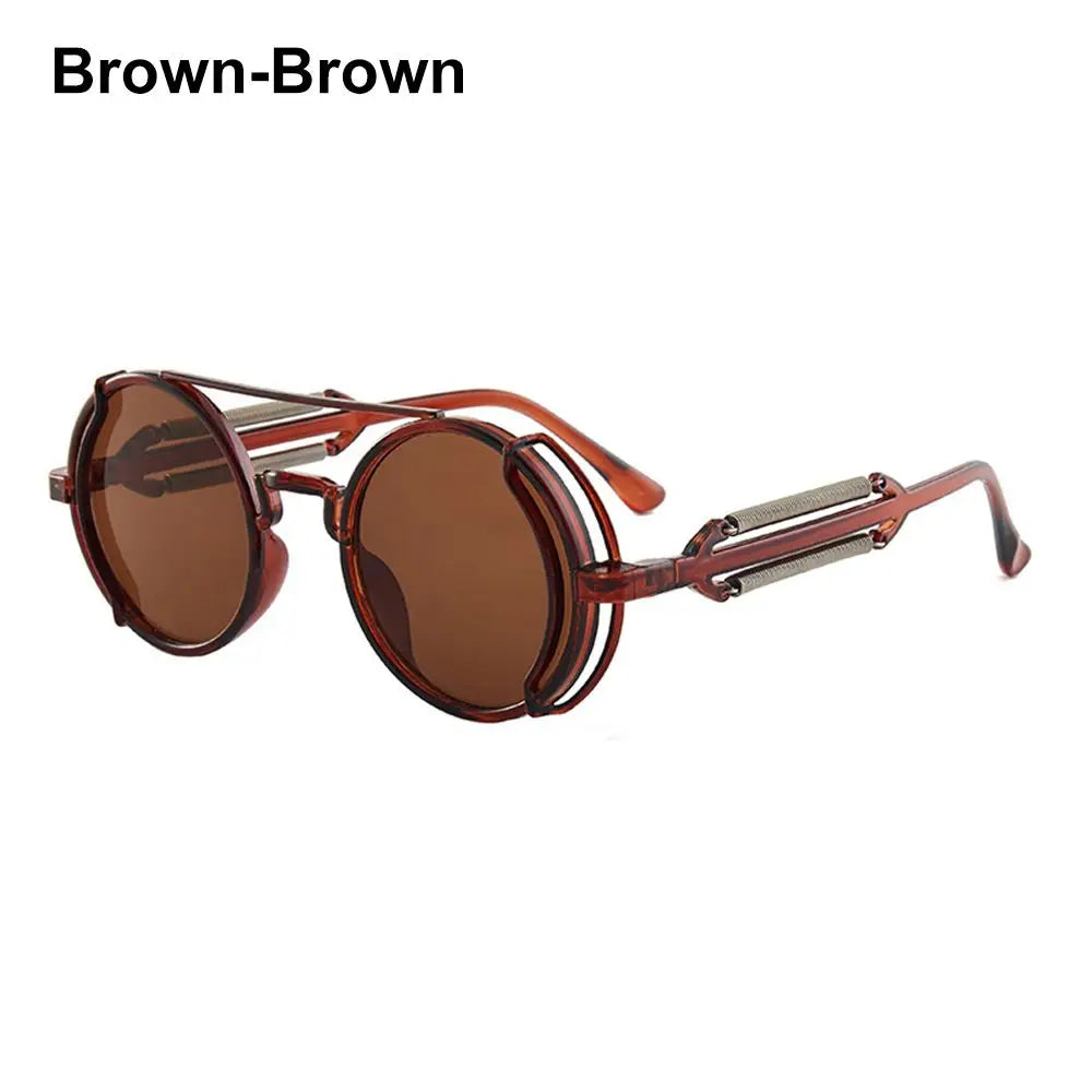 Gothic Style Punk UV400 Protection Men's Eyewear Round Sunglasses Steampunk Sunglasses Sun Glasses