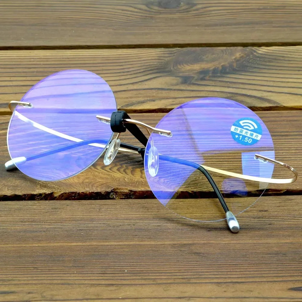 Clara Vida Round Reading Glasses Men Women Portable Rimless reading glasses  +0.75 +1 +1.5 +1.75 +2 to +4