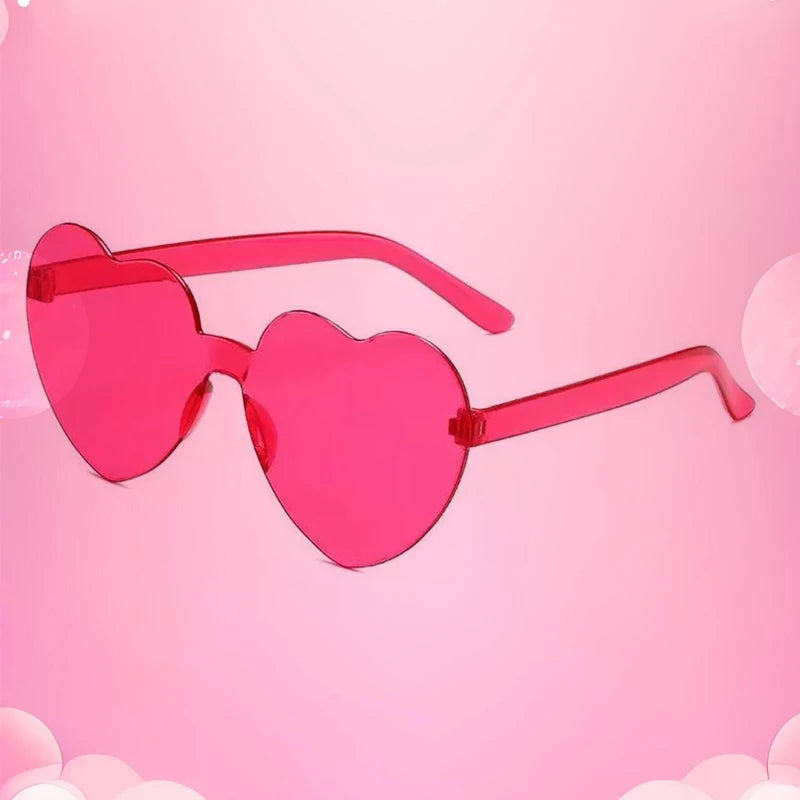 2024 New Love Sunglasses Jelly Color Frameless Heart-shaped Sunglasses Dazzling Color Sunglasses