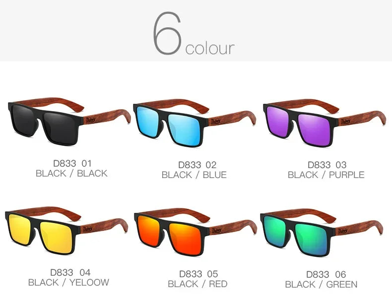 DUBERY Exclusive Design Vintage Men's Glasses Walnut Wooden Sunglasses UV400 Protection Fashion Square Sun glasses Women d833