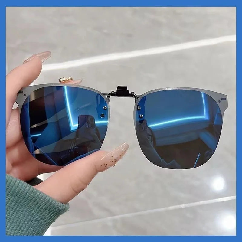 Men Clip On Sunglasse Polarized Flip up Glasses Women Gradient Photochromic Anti UV400 Sunglasses Night Vison Goggles KLASSNUM