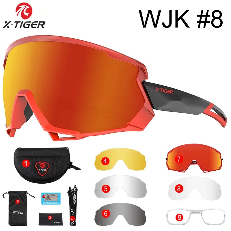 X-TIGER Bike Polarized Sports Sunglasses with 5 Interchangeable Lenses for Mens Womens Baseball Running Fishing Cycling Eyewear