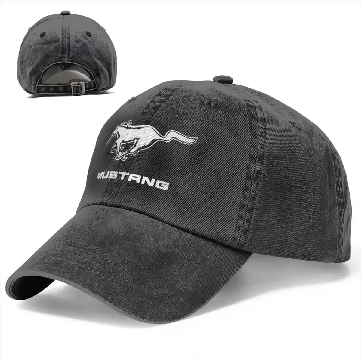 Classic Ford Mustang Logo Baseball Cap for Men Women Distressed Denim Washed Snapback Hat White Horse Unstructured Soft Caps Hat
