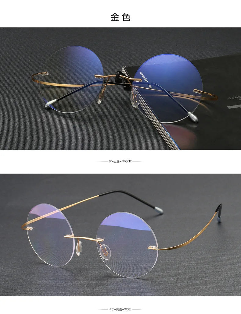 +1.0 +4.0 Steve Jobs Star StyleUltra-light Rimless Round Reading  Eyeglasses presbyopicOptical Glasses Frame Men Eyewear