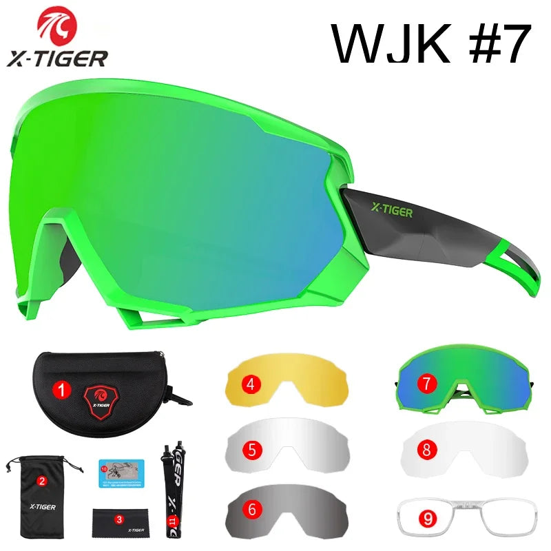 X-TIGER Bike Polarized Sports Sunglasses with 5 Interchangeable Lenses for Mens Womens Baseball Running Fishing Cycling Eyewear