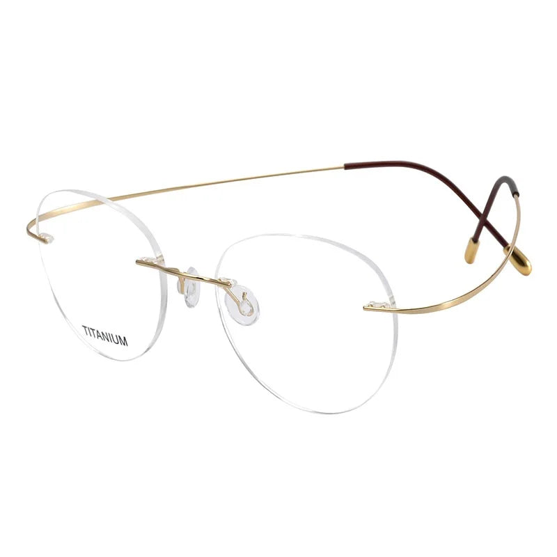 Cubojue Titanium Round Rimless Reading Glasses Men Women Ultra Light Eyeglasses Frame Male Anti Blue Light Reflection Diopter