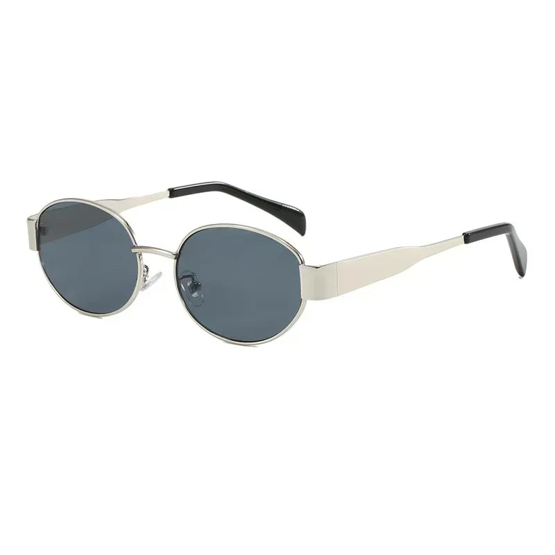 Retro Oval Sunglasses for Women Men Trendy Small Metal Frame Sun Glasses Classic Shades UV400 Protection