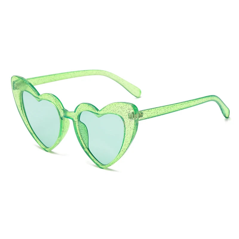 2024 New Heart shaped Cat Eye Sunglasses Women Large Frame Glasses  Flash Color Personality Design Fashion Accessories