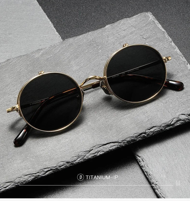 Japaneses Fashion Vintage Round Half Rimless Glasses Frame Men Women KMN54 Ultralight Sunglasses Clip Eyeglasses UV400 Titanium