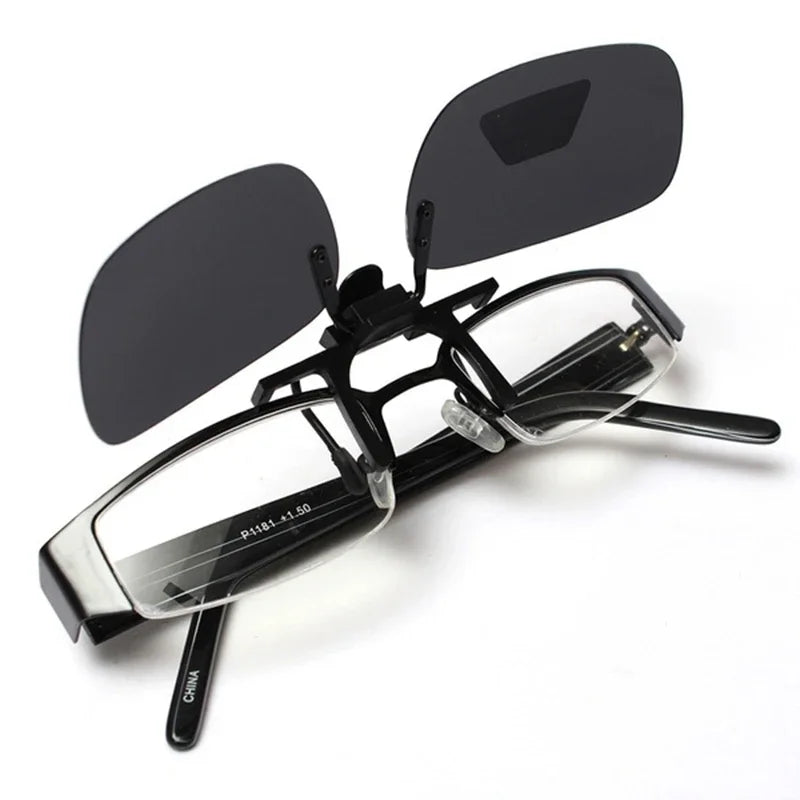 Unisex Grey Lenses Polarized Sunglasses Clip on Flip Up Men Women UV 380 Driving Fishing Night Vision Glasses Clips Anti Glare