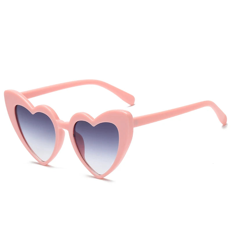 2024 New Heart shaped Cat Eye Sunglasses Women Large Frame Glasses  Flash Color Personality Design Fashion Accessories