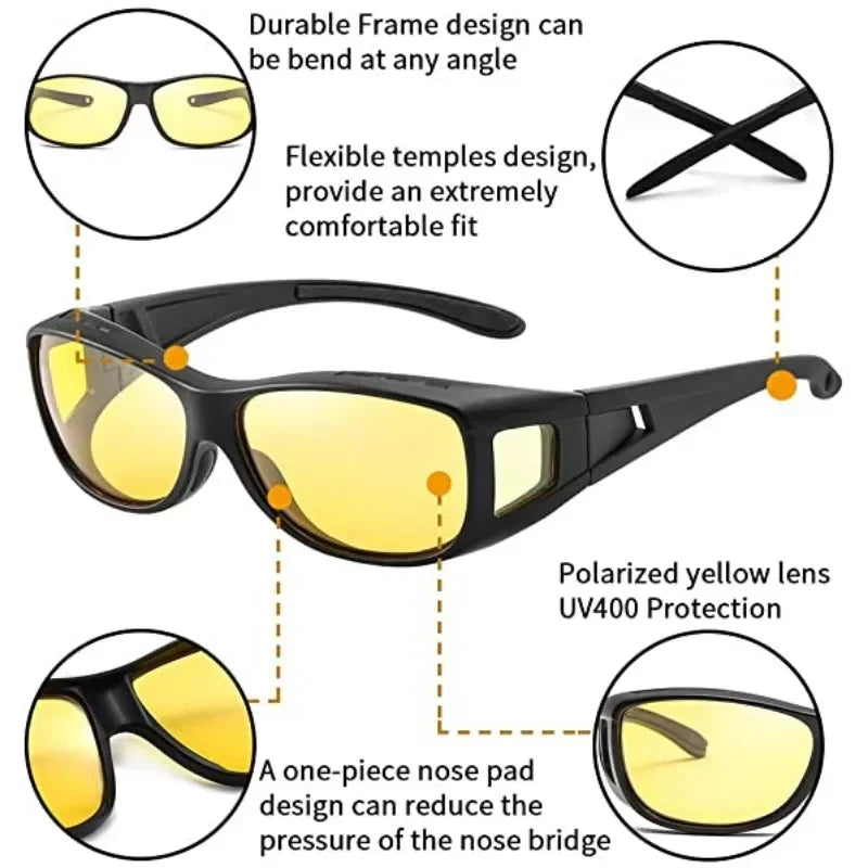2024 Night Vision Sunglasses Car Night Driving Glasses Driver Goggles Unisex Sun Glasses UV Protection Sunglasses Eyewear Gift